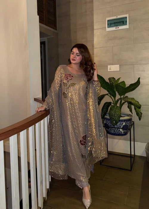 Suits By Sadia Grey Sequence - Size XL