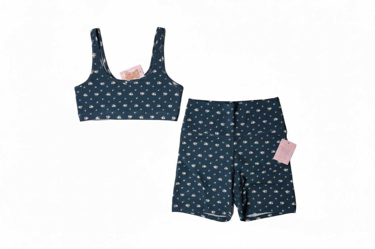 HAPPY CAMP3R - Women's SM - Athleisure Top and Short Set in Midnight Blossom
