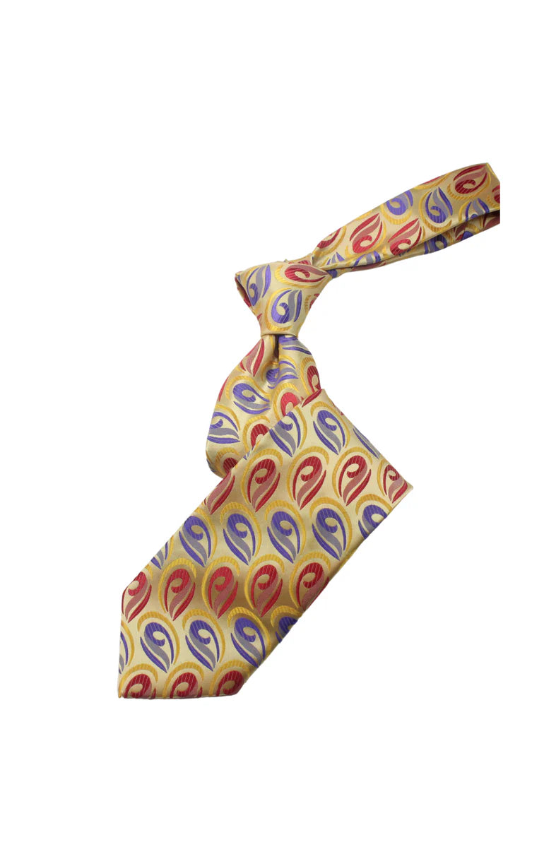 Qatar 3 | Multi Color Gold Floral | Tie & Pocket Square