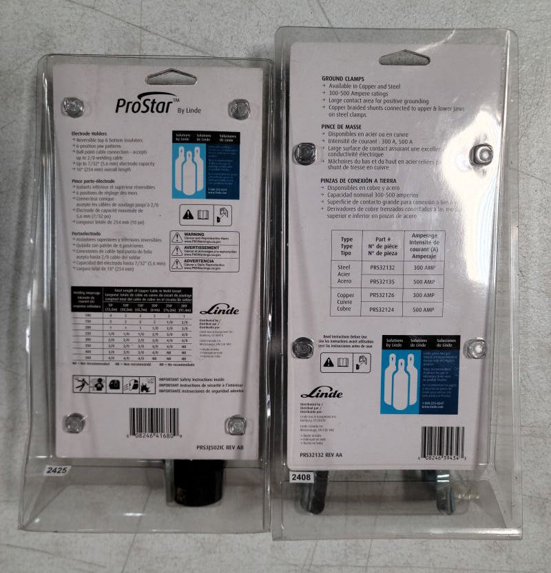 PROSTAR BY LINDE | Premium Quality | Electrode Holder and Steel Ground Clamp | 300 AMP | Set