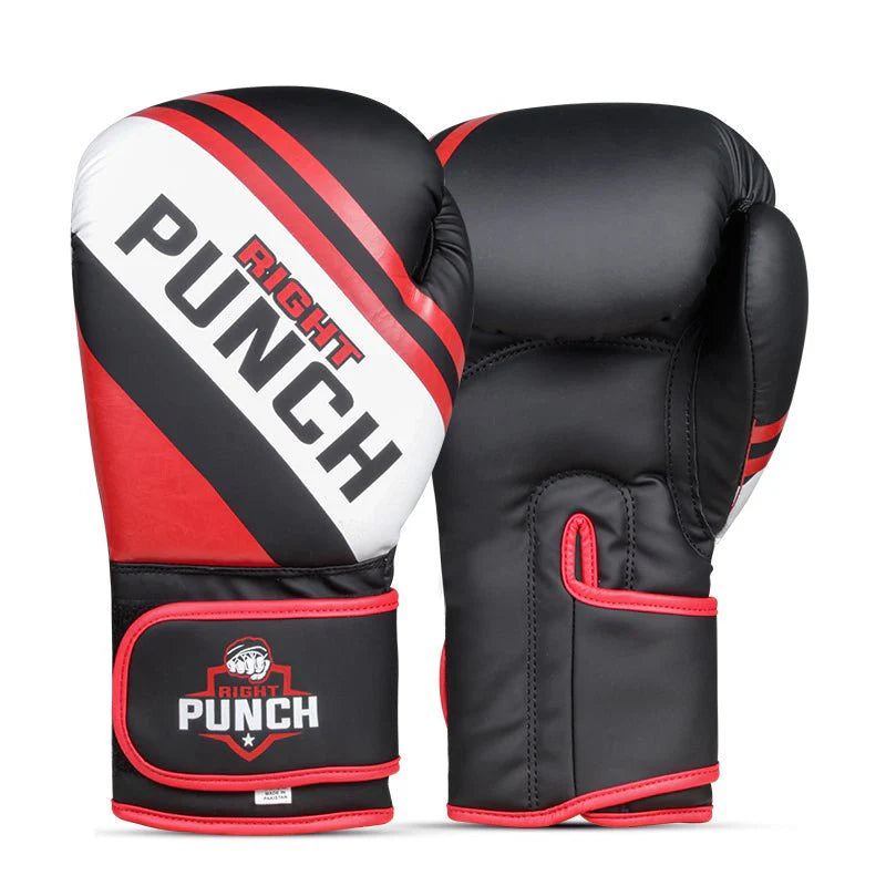 RightPunch Red Synthetic Leather Boxing Gloves 10oz