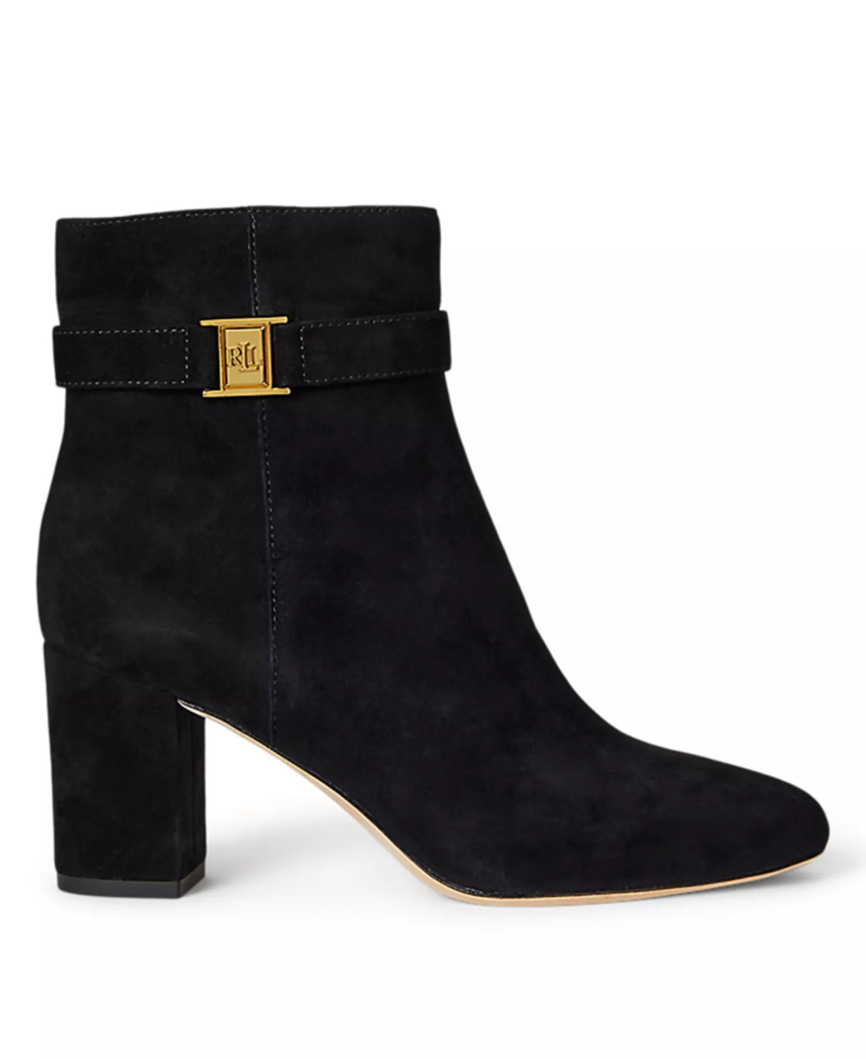 Lauren Ralph Lauren Women's Kellie Suede Heel Booties- 8 Blk