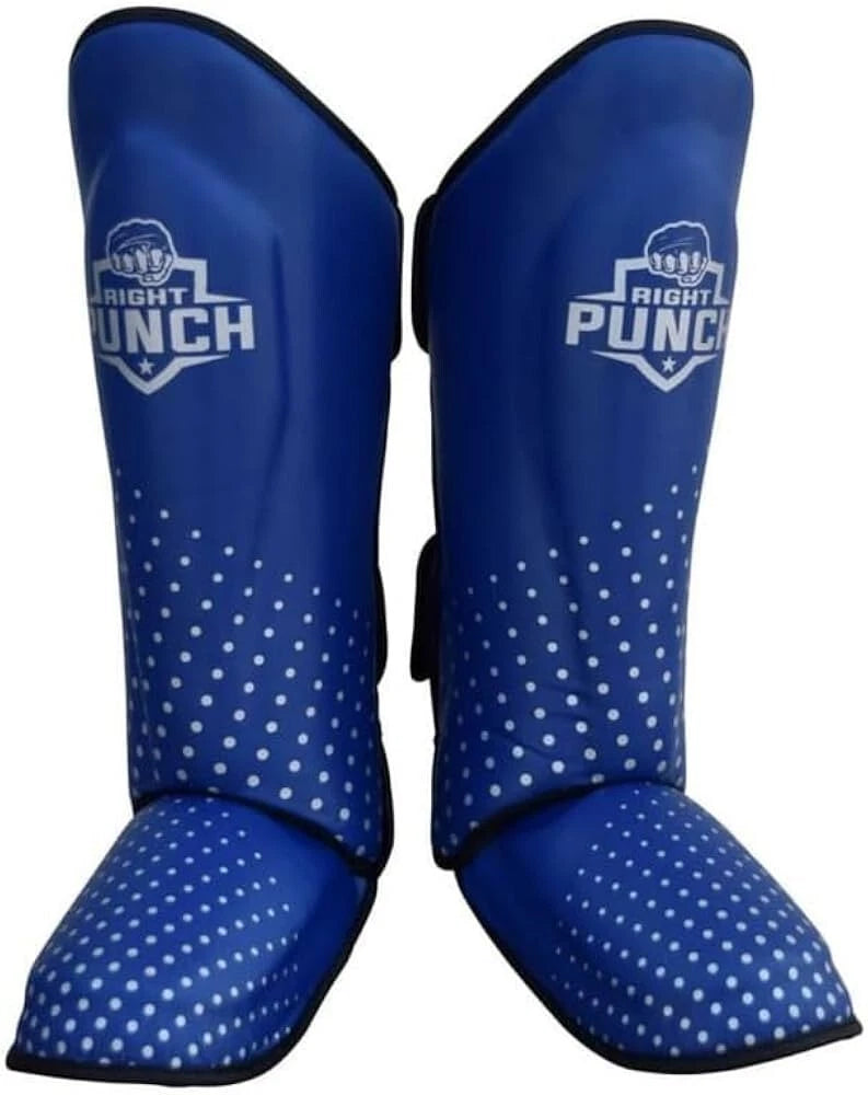 RightPunch Blue & Silver MMA Shin Guards MED