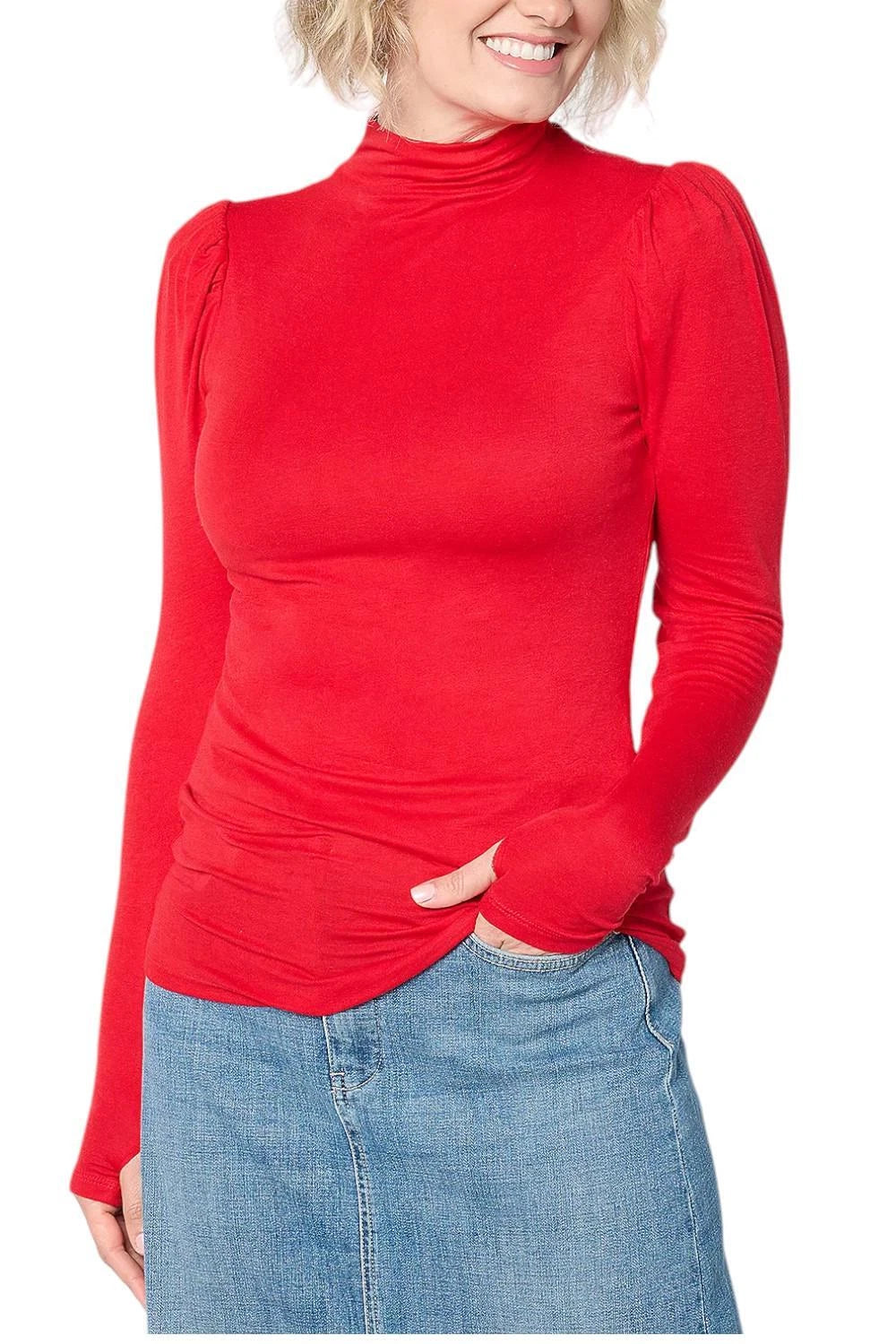Studio Park X Shawn Women's Killinger Funnel Neck Knit Top Crimson Size Large