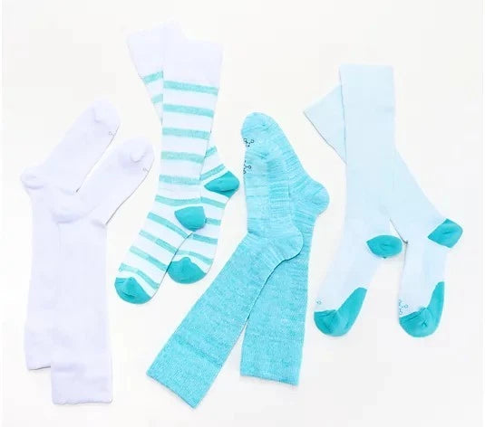 TOMMIE COPPER - Teal Stripe WOTC - Infrared & Ultraguard - 4 Pack Socks - Teal