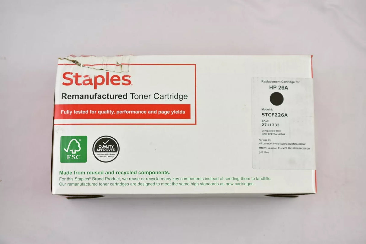 Staples Remanufactured Toner Cartridge for HP 26a Seb55xr