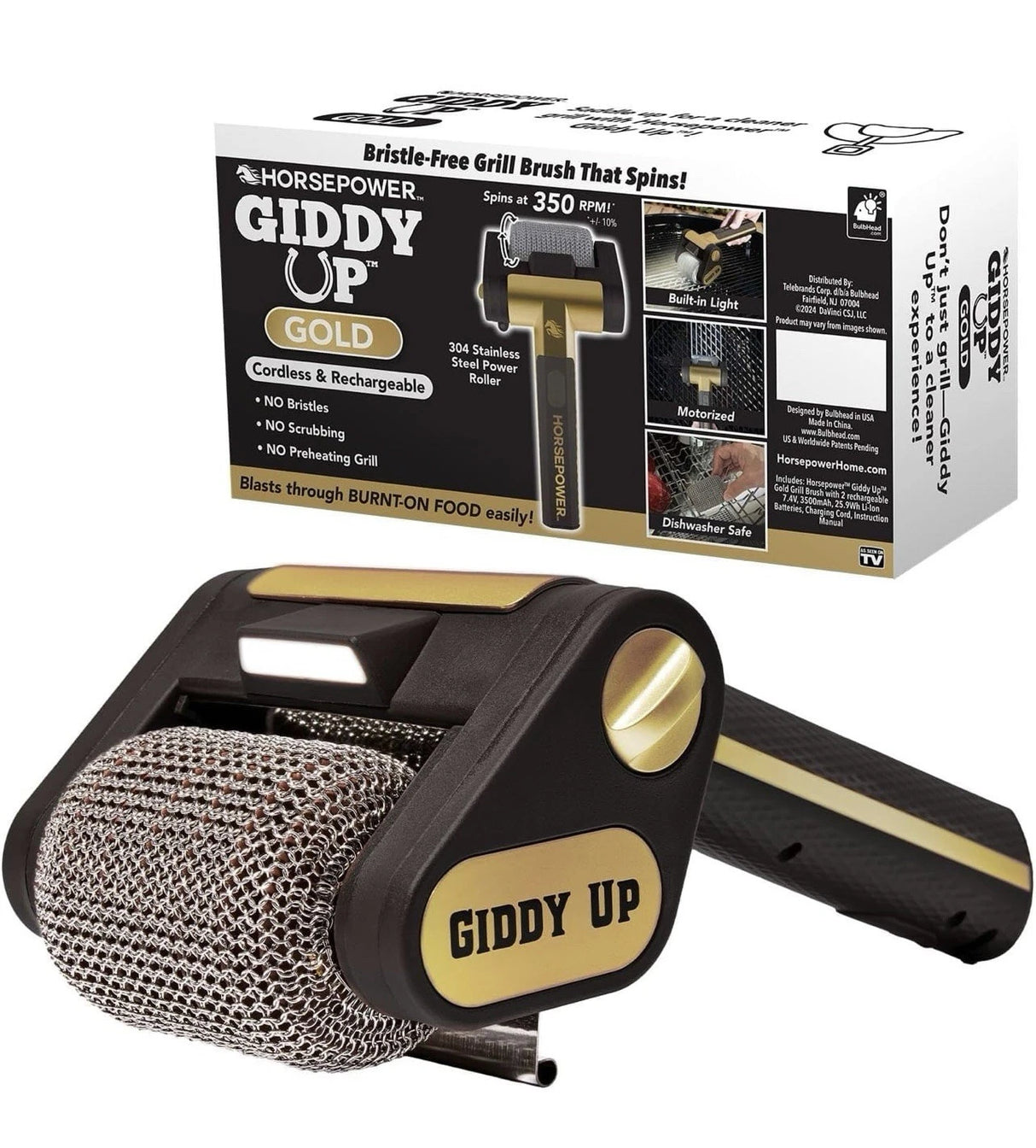 Horsepower Giddy up GOLD Free Spinning Grill Brush