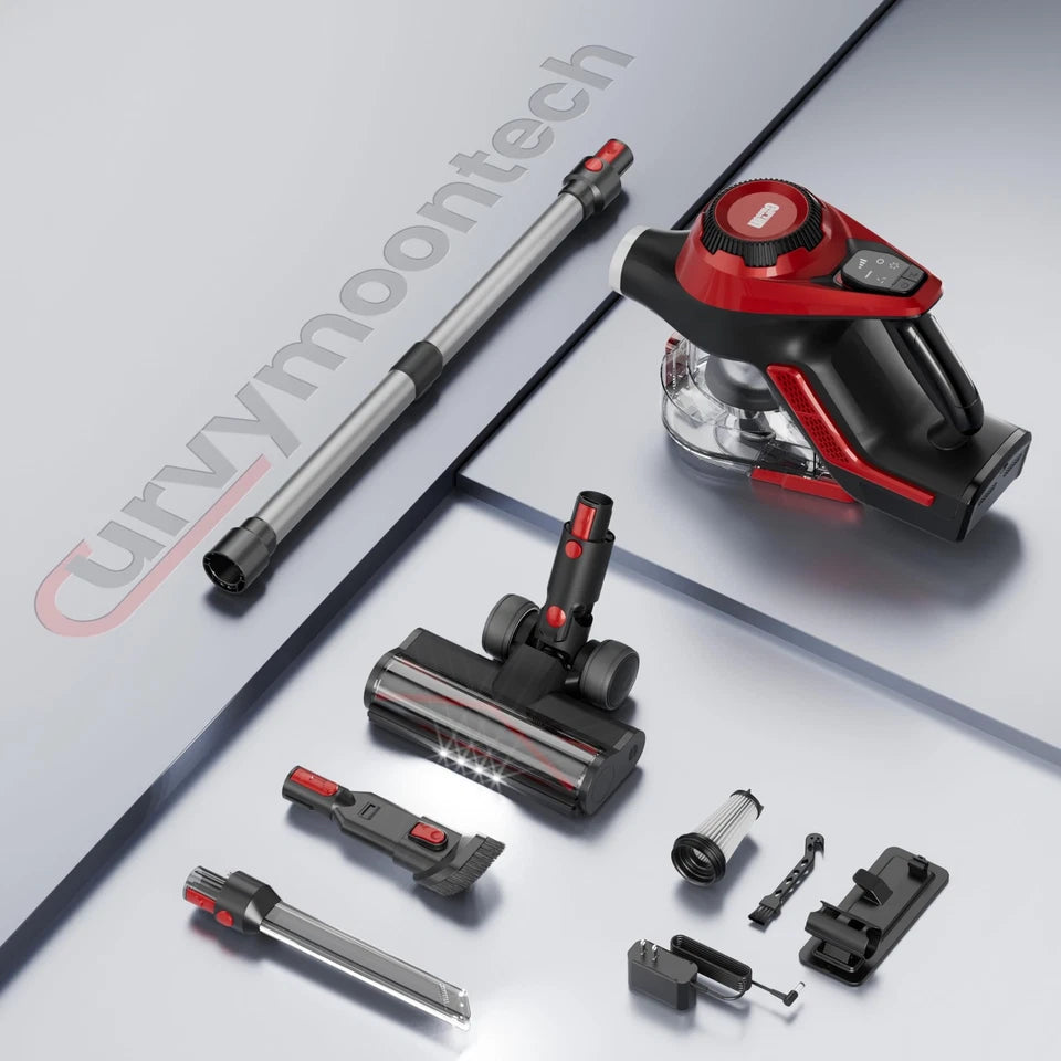 Curvymoontech Cordless Vacuum Cleaner For Home Stick Vacuum 45Kpa Smart Display