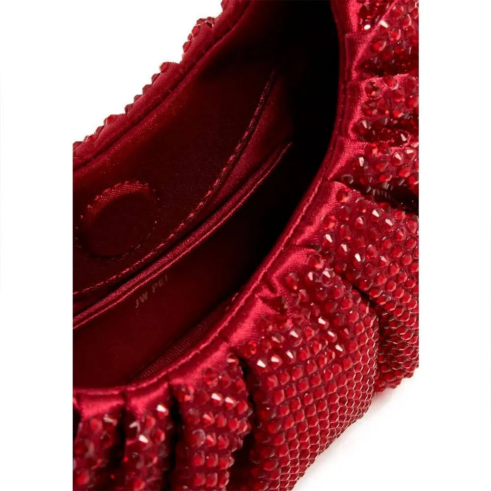 JW PEI “Gabbi” red crystal ruched hobo Handbag