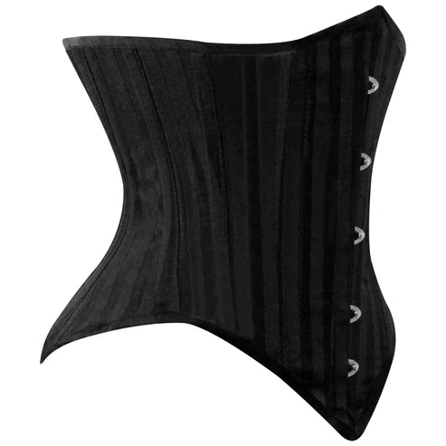 Lara Leather Black Brocade Lined Under Bust Steel Boned Corset