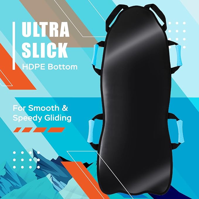 Sunlite Sports 45" Winter Wonderland Foldable Snow Sled, Fits 2 Children or 1 Adult, Ultra Portable, Strong and Durable, Sturdy Fabric Stitching, Handles with Steering, Kid's Winter Fun