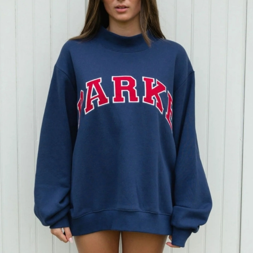 PARKE Varsity Mockneck - Denim/Red