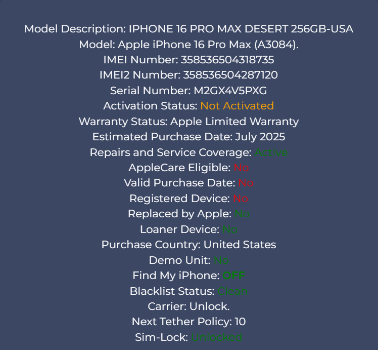 Apple iPhone 16 Pro Max Desert - 256GB - New, Sealed - Unlocked