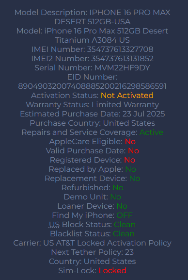 Apple iPhone 16 Pro Max Desert Titanium 512GB Carrier Locked: AT&T (New, Open Box)