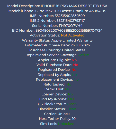 iPhone 16 Pro Max 1TB Desert - Carrier Unlocked - New Open Box