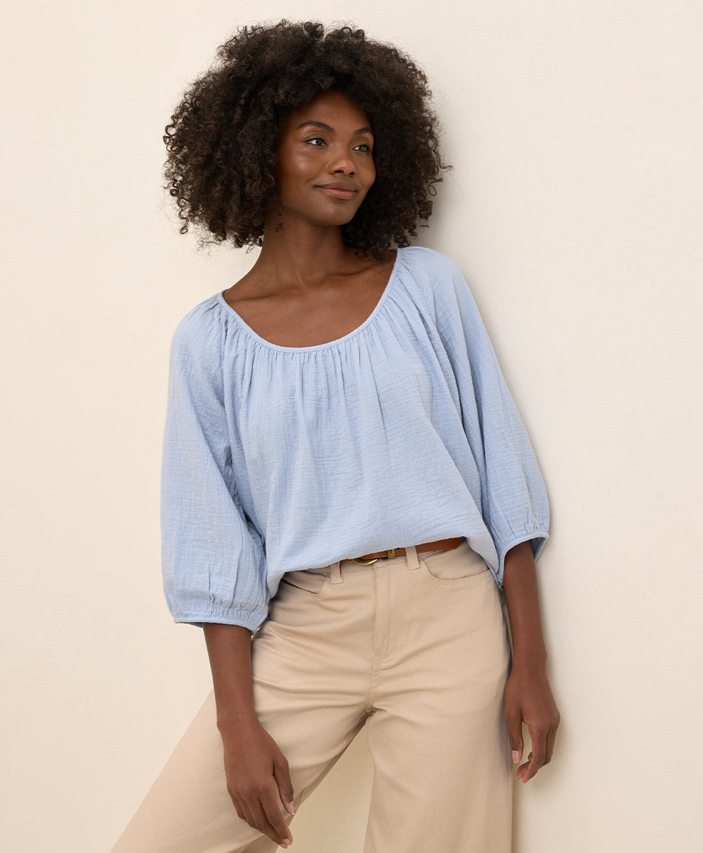 pact Women's Coastal Double Gauze Scoop Neck Top Size 2X