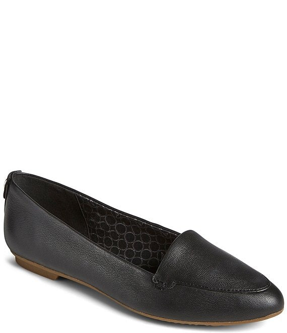 Size (9) Sperry Piper Leather Loafer Ballet Flats Black