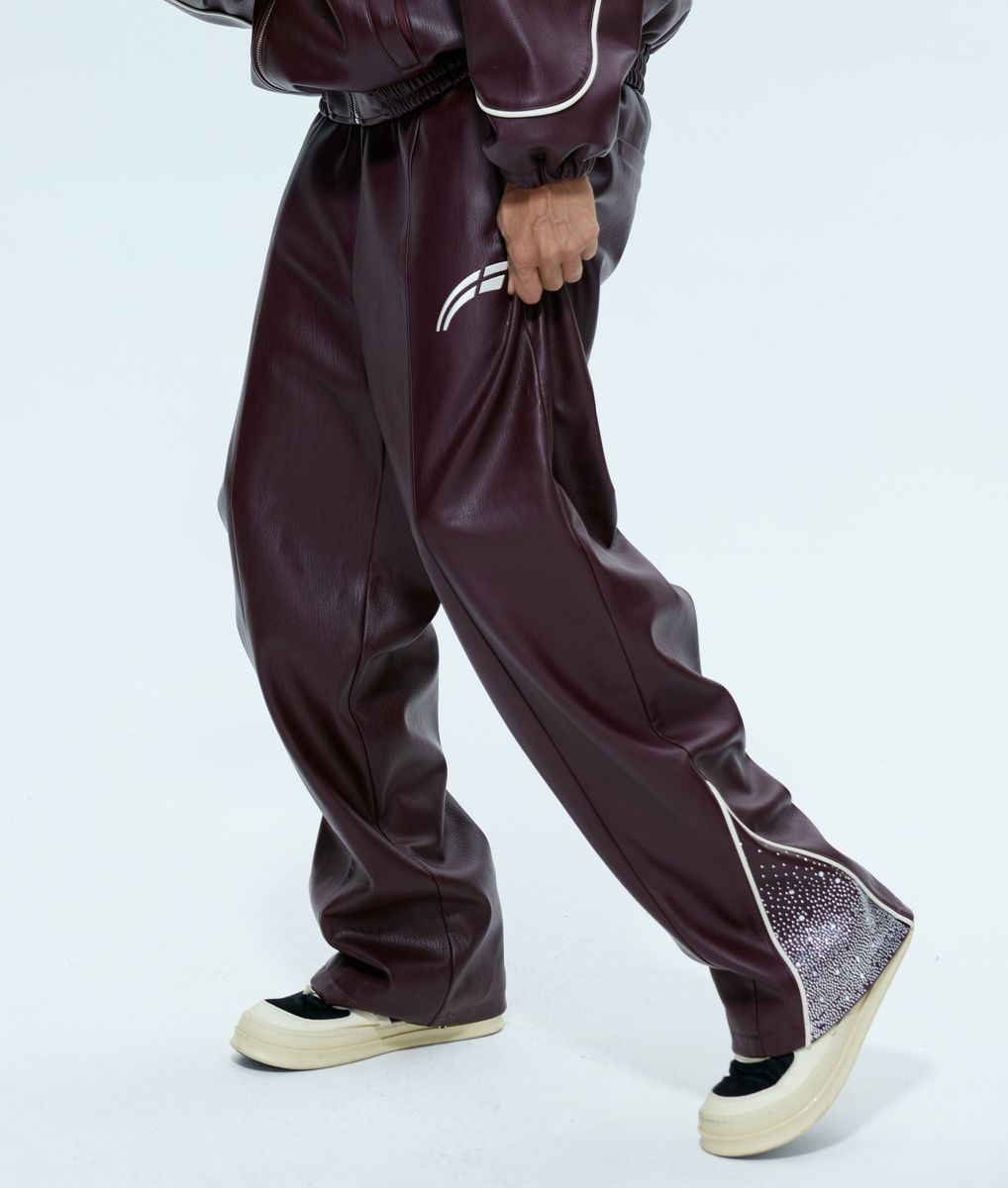 Rvs Labs Maroon Leather / Suede Astral Zip Pants Size: L