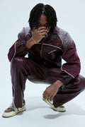 Rvs Labs Maroon Leather / Suede Astral Zip Jacket Size: L