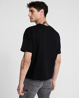 Athletic Club X-Logo Graphic Premium Weight Cropped Loose T-Shirt by Express - Pitch Black - Medium