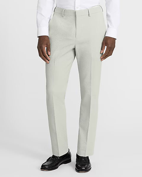 Extra Slim Sage Green Seersucker Suit Pant 32x34