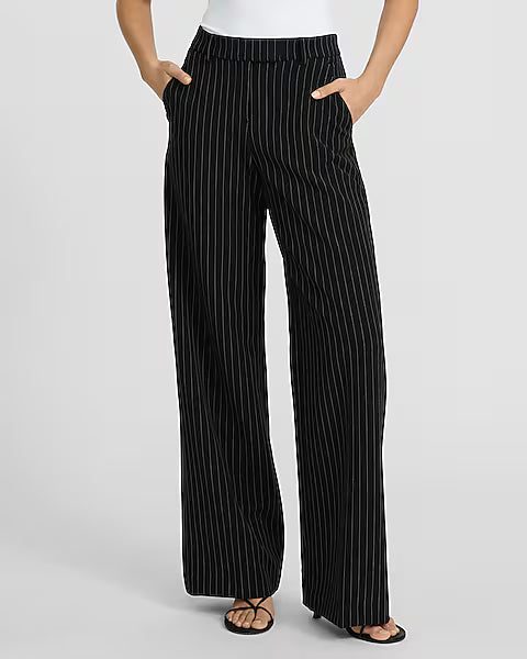 Editor Studio Stretch Twill Mid Rise Pinstripe Trouser Pant Size: 4