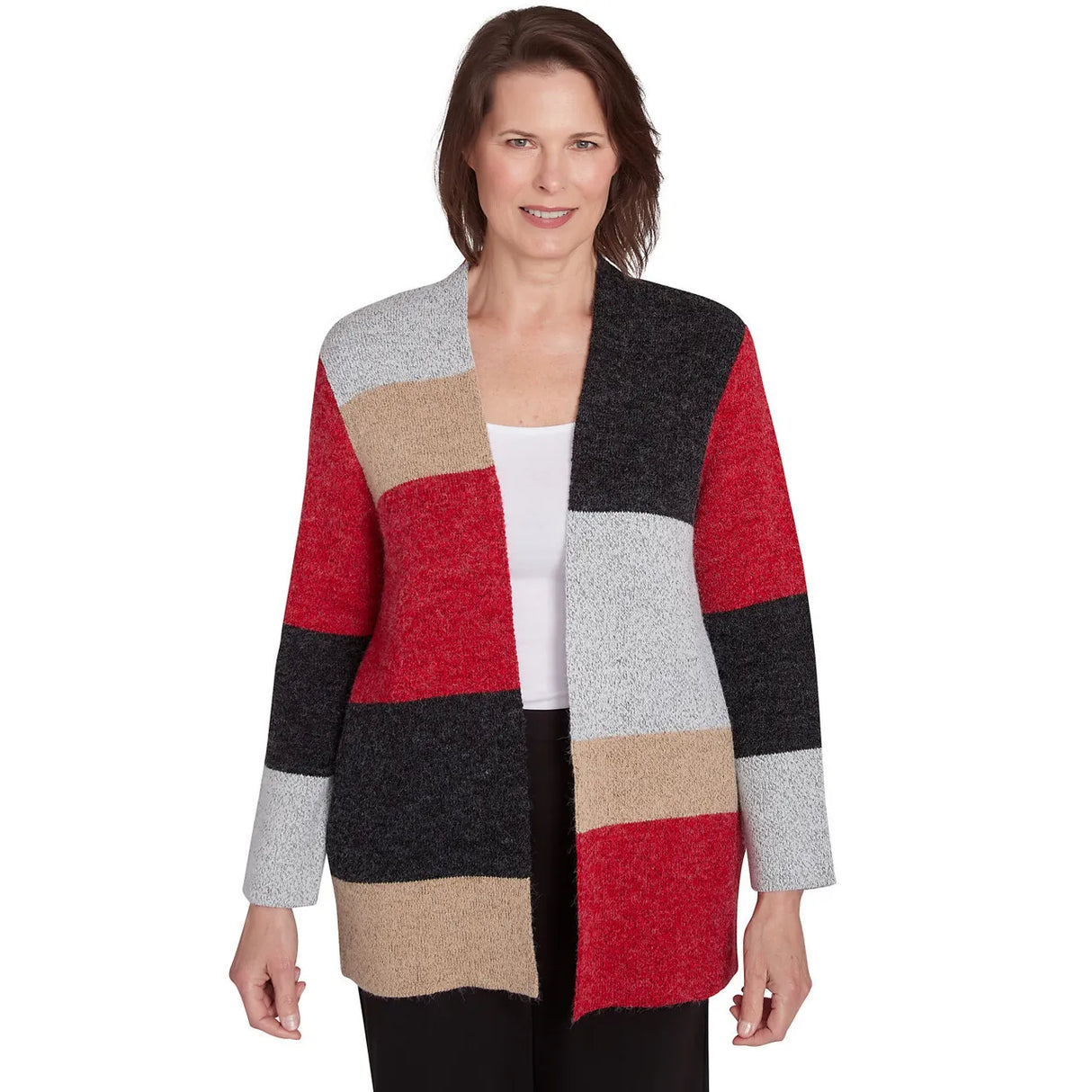 Petite Women's Colorblock Cardigan Sweater M/L