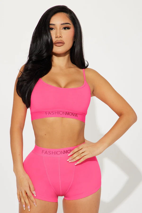 Fashion Nova  Mood Cami And Boxer Set - Hot Pink SIZE MEDIUM