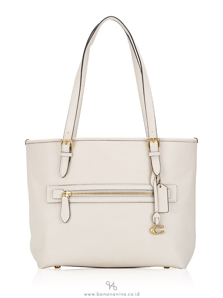 Coach Women's Polished Pebble Leather Taylor Tote, Chalk-NEW