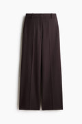 H&M - Women's High-Waist Wide-Leg Dress Pants - Dark Brown - US 6