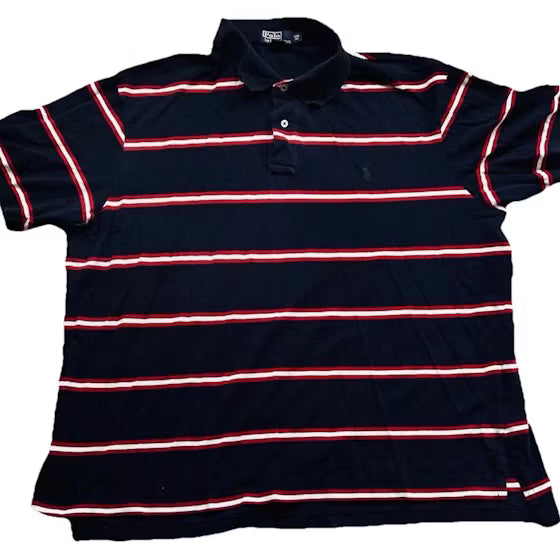 RLX Ralph Lauren Multi Navy Striped Tailored Fit Performance Collared Polo Shirt -XXL