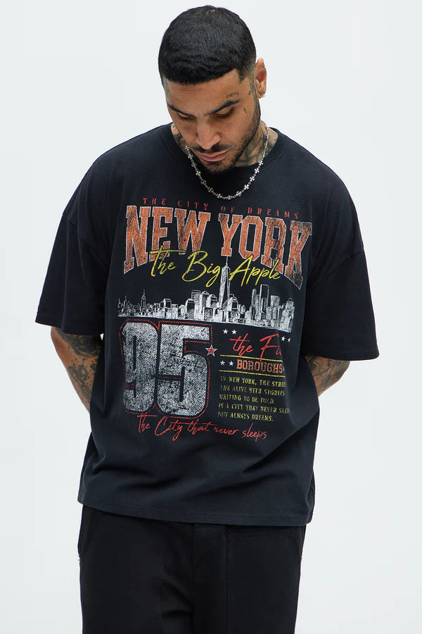 Fashion Nova The Big Apple NYC Oversized Short Sleeve Tee - Black Size Large
