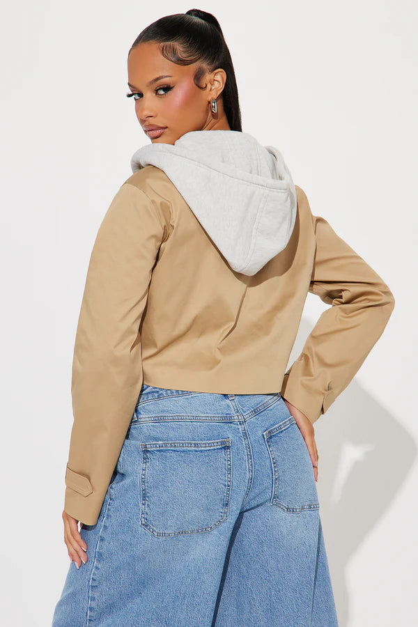 FASHION NOVA | Stay Elevated Hooded Blazer in Taupe | S