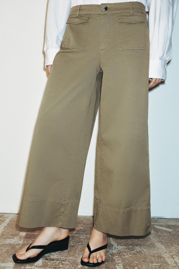 Women's Z1975 Pocket Culottes by Zara - Khaki - Size Medium