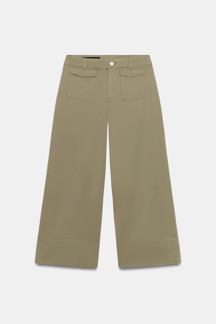 Women's Z1975 Pocket Culottes by Zara - Khaki - Size Medium