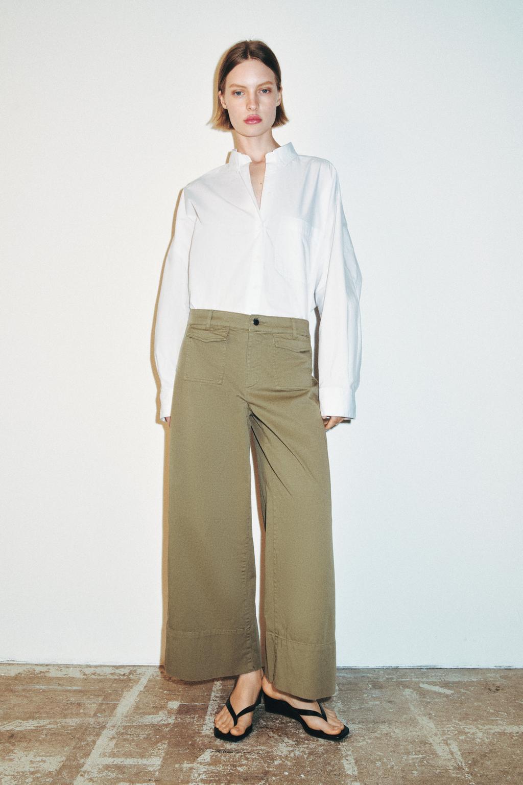 Women's Z1975 Pocket Culottes by Zara - Khaki - Size Medium