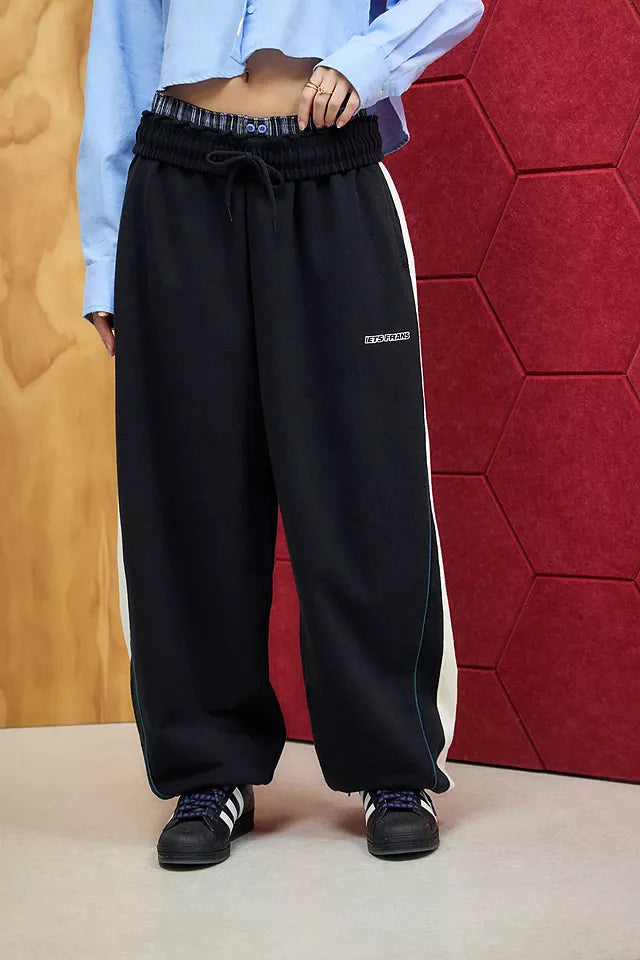 IETS FRANS - Black Panel Harri Baggy Joggers-Unisex S