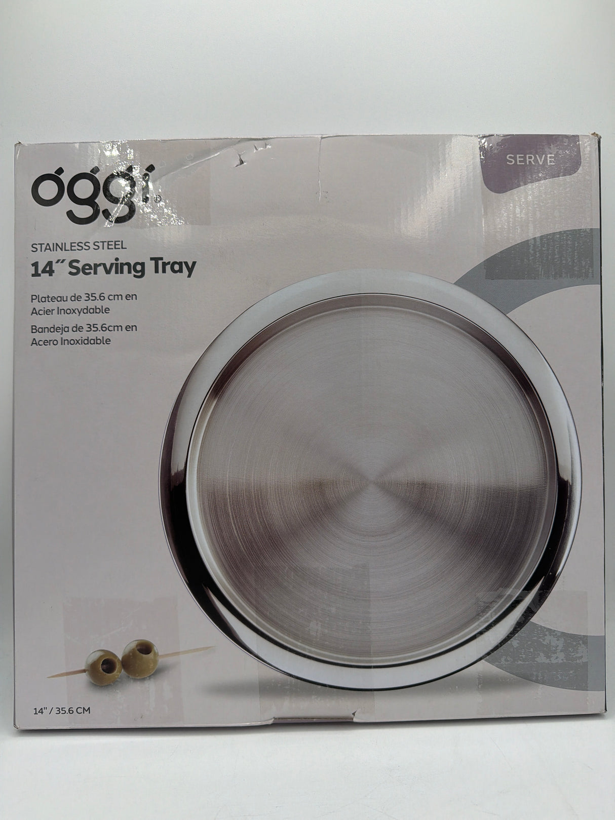 OGGI Round Tray Steel 14" - Ideal Coffee Table, Decorative Tray