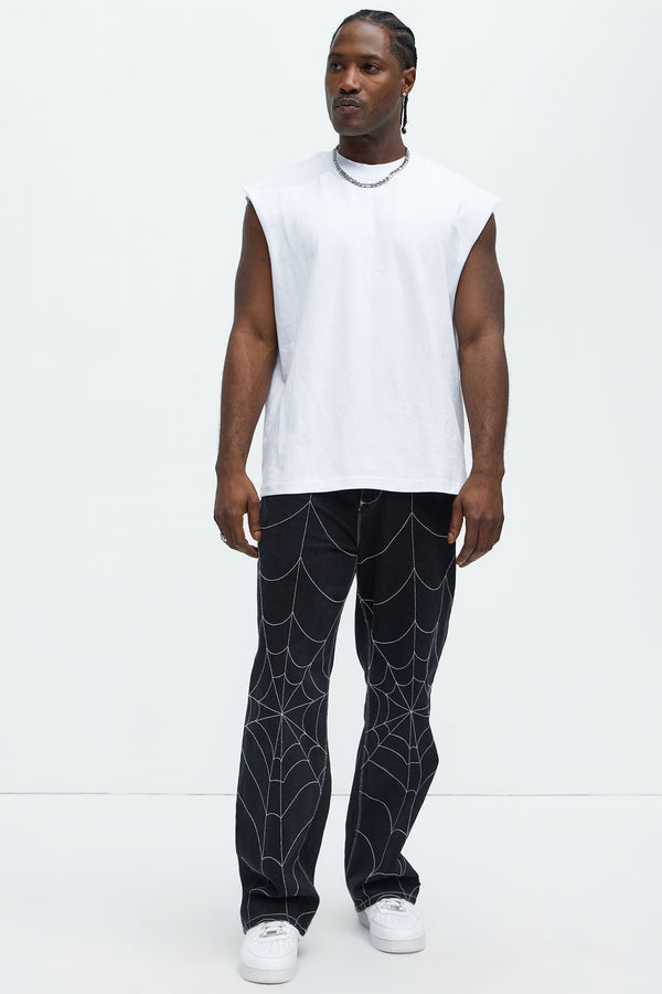 PARKER JEANS | Straight Spider Web Embroidered Jeans | Black | 34W x 32L