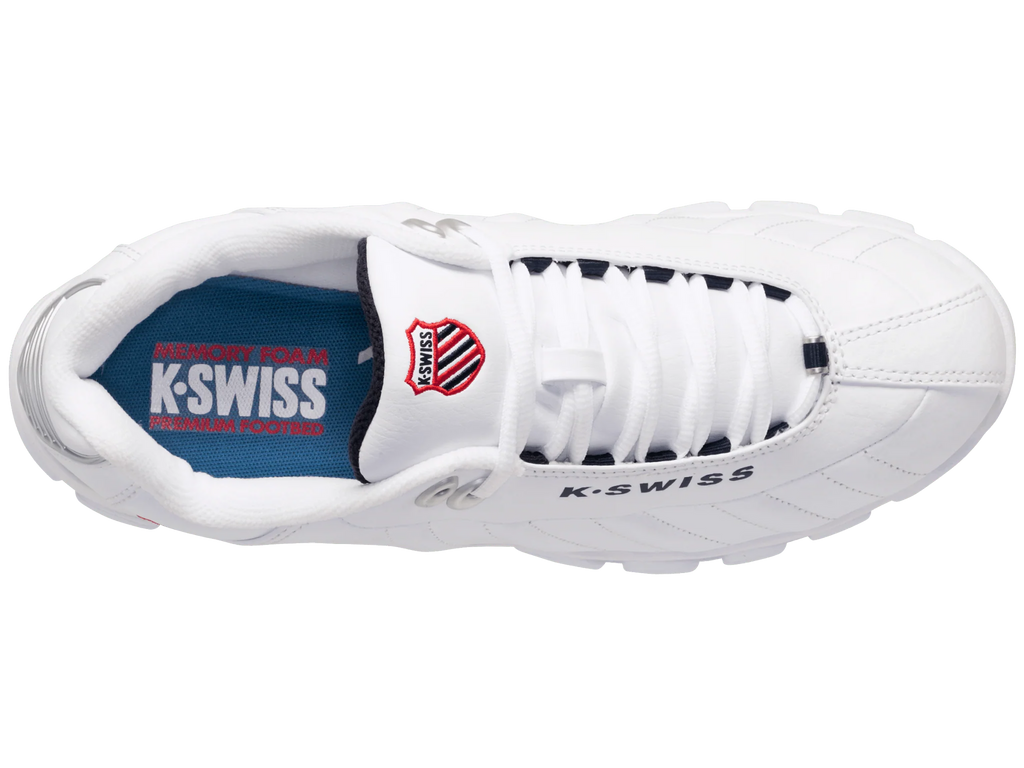 K-Swiss Men's ST329 CMF Shoes, White/Navy/Red, 9.5