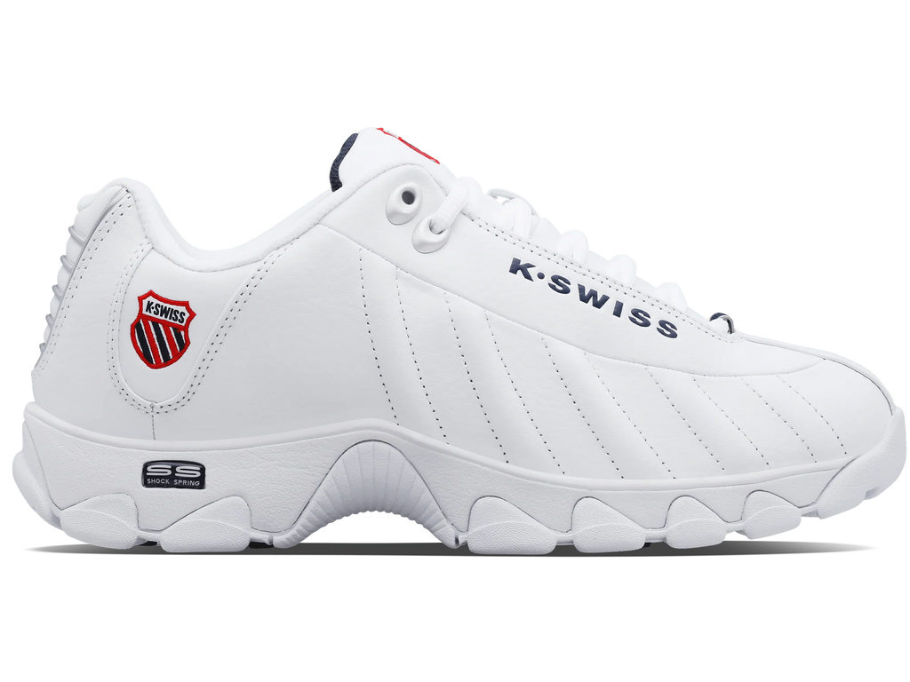 K-Swiss Men's ST329 CMF Shoes, White/Navy/Red, 9.5