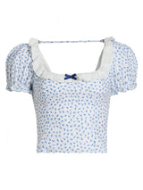 Reformation Alice Floral Puff-Sleeve Linen Top - Hanna - Size: 8