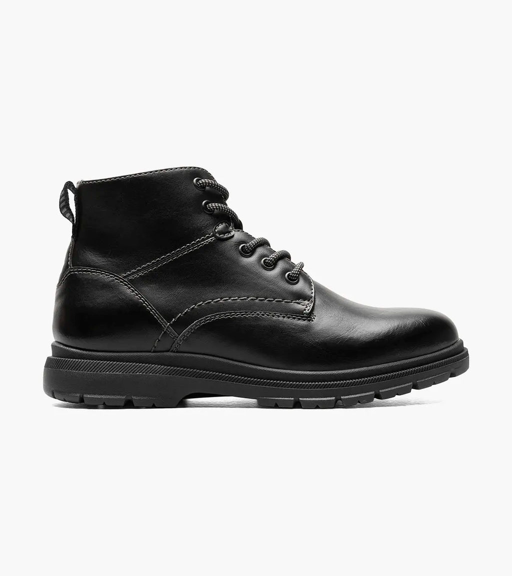 FLORSHEIM Boy's Lookout Jr. Plain Toe Lace Up Boot - Black - 4M