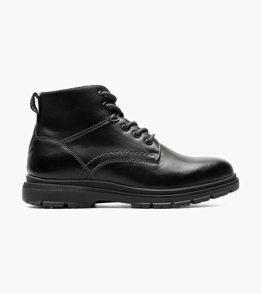 FLORSHEIM Boy's Lookout Jr. Plain Toe Lace Up Boot - Black - 4M