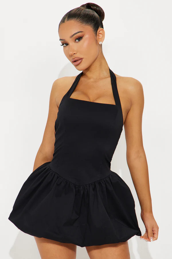 Fashion Nova Charlotte Bubble Mini Dress - Black Size Small