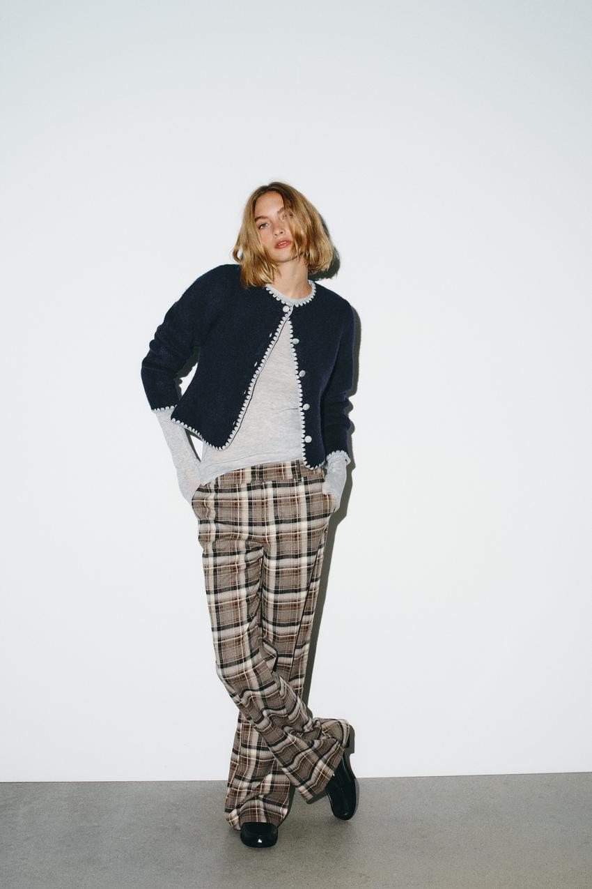 CONTRAST EMBROIDERY CARDIGAN Size M