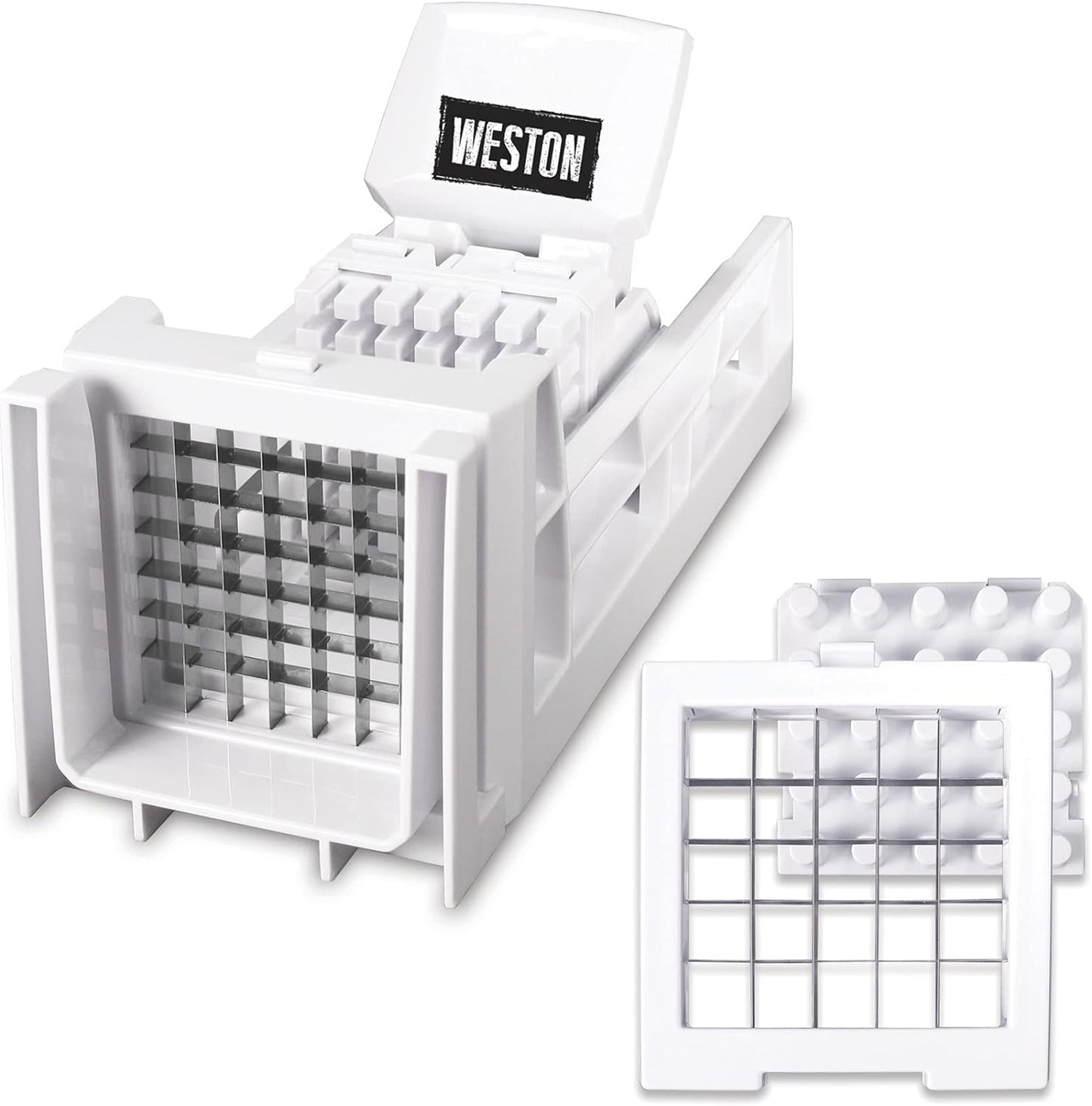 Weston French Fry Cutter Machine and Veggie Dicer with 2 Stainless Steel Cutting Blades, White