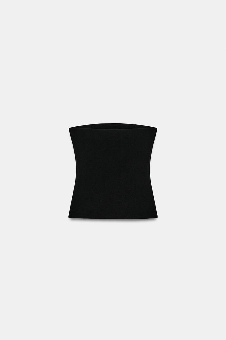 Studded Stretch Bandeau Top by Zara - Black - Size Small