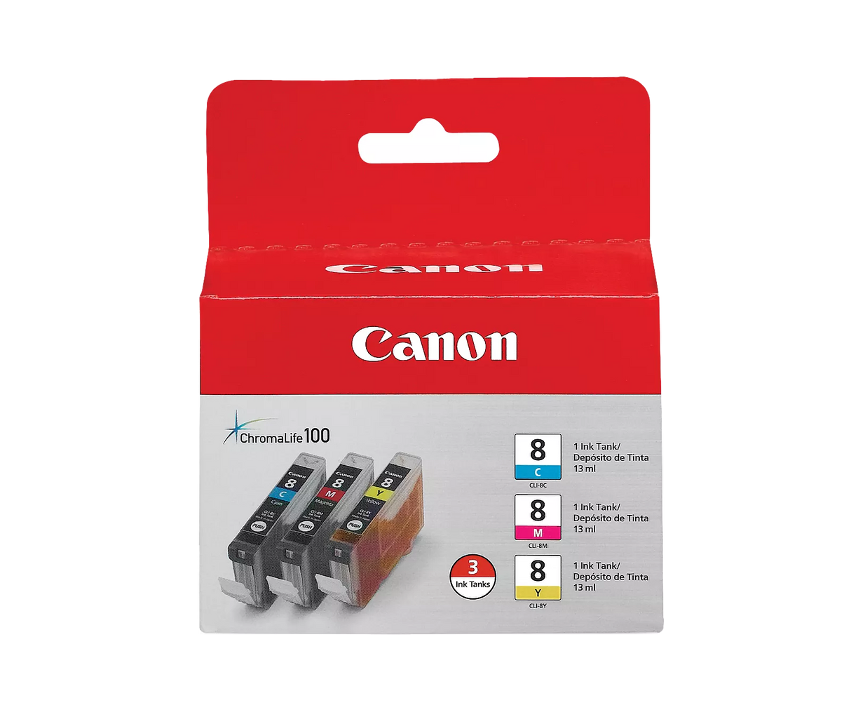CLI-8 Cyan, Magenta & Yellow 3 Ink Pack