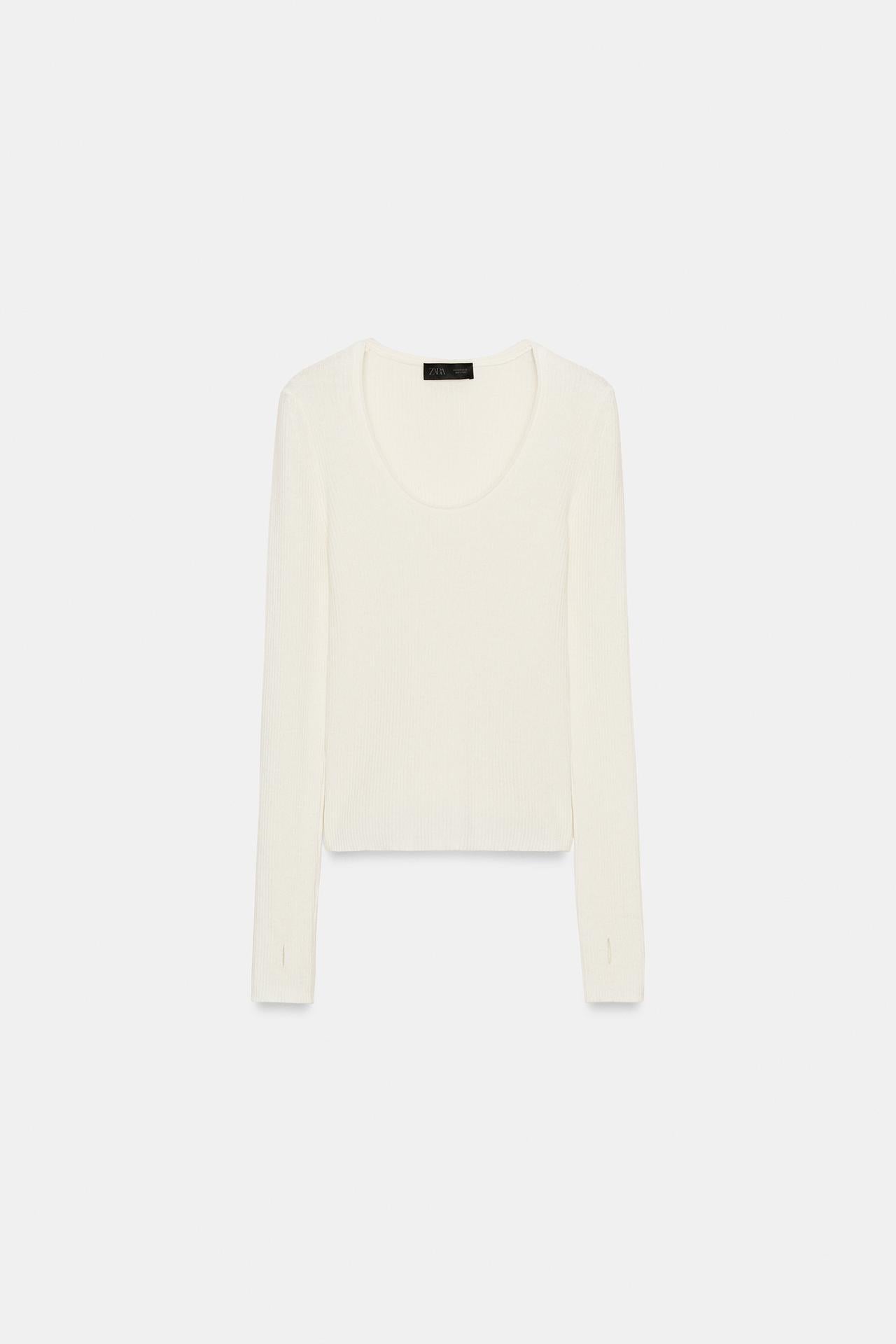 Ribbed Jumper by Zara - White - Small